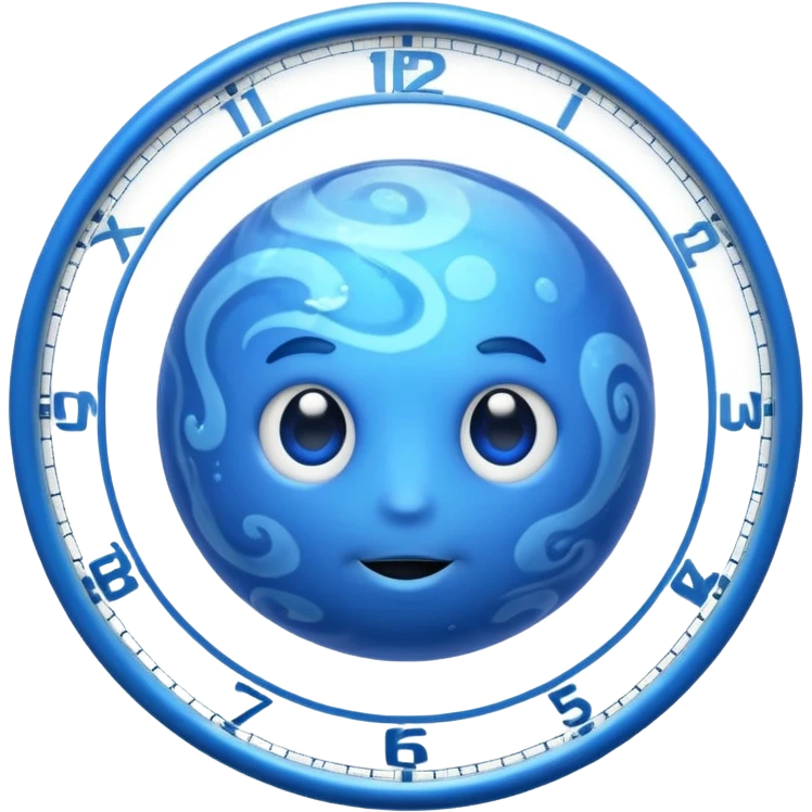 Planet Neptune with clock hands inside of it emoji