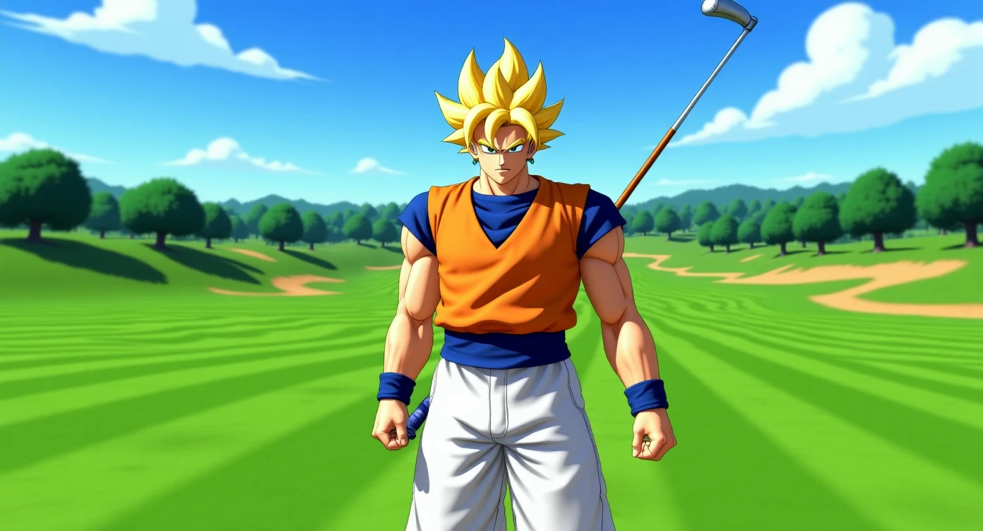 Photo of a Son goku in golf 4, dragon ball style emoji