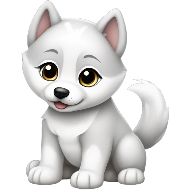 shibi style white and grey baby siberian husky in love emoji