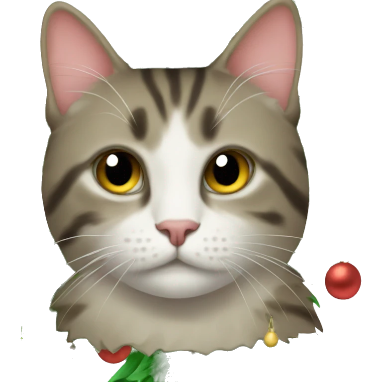 Cat under a Christmas tree emoji