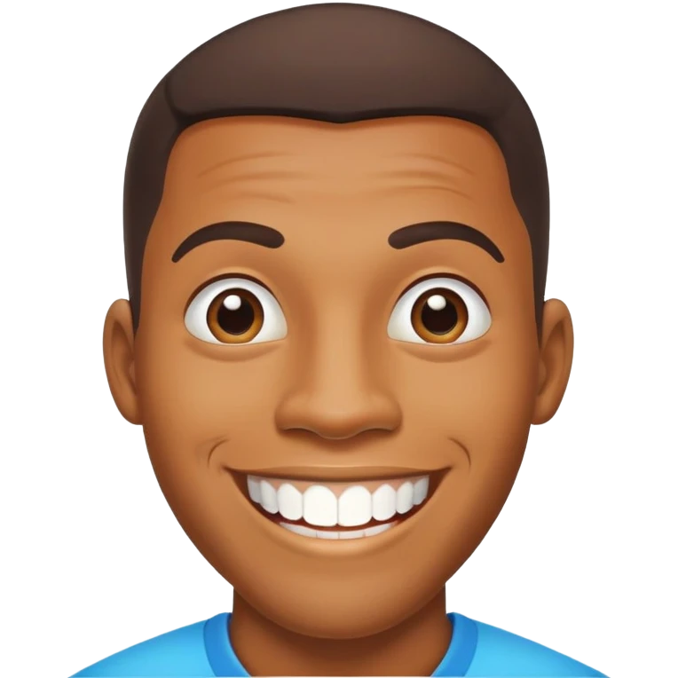 smiling black man with big teeth, standard male haircut, oval face, Rio de Janeiro theme, no glasses, carioca emoji