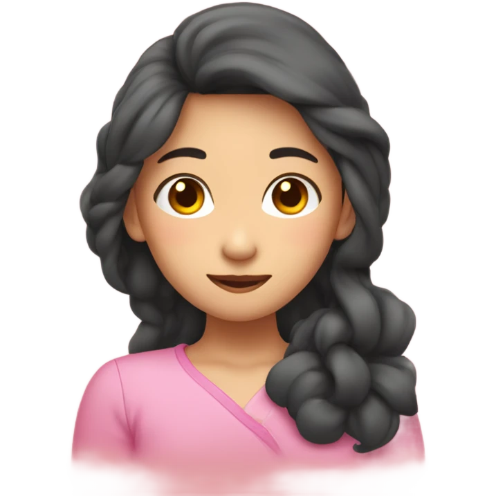 Asian girl tucking hair behind her ear with hearts around her emoji