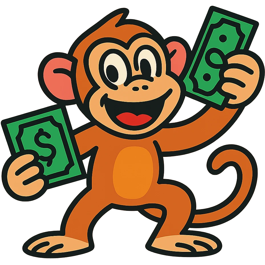 playful and expressive monkey holding money, fun and eye-catching style emoji