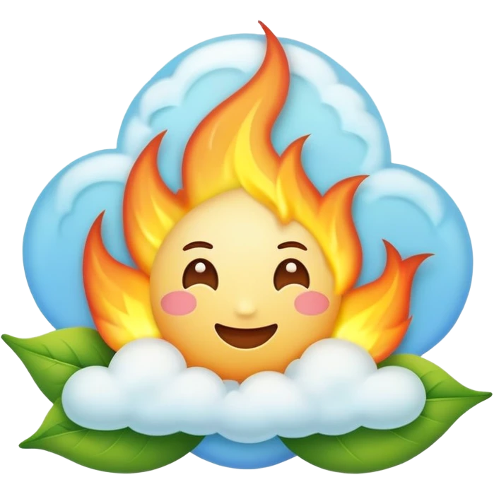 minimalist emoji style icon of a frame with a glowing star and a small flame or spark inside, surrounded by a soft cloud and a leaf, pastel colors, clean lines, mindful inspiring feel emoji