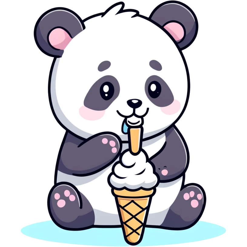 Panda eating ice cream emoji