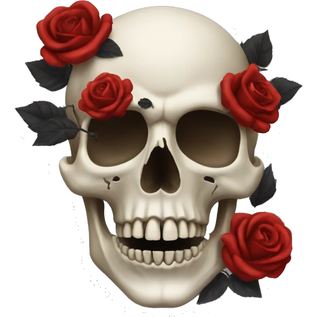 skull with black roses and red paint emoji