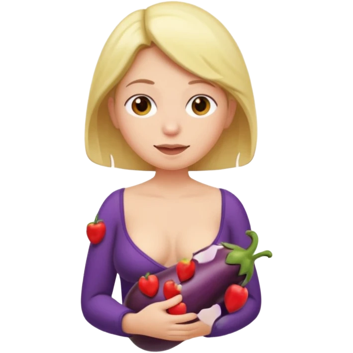 Bare tits, rubbing eggplant on chest emoji emoji