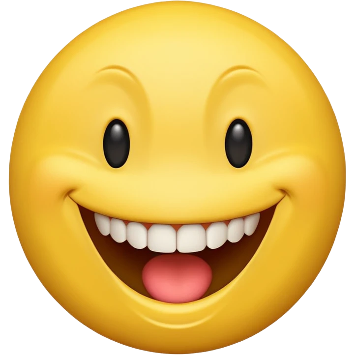 a yellow  smiley face with very big teeth like the trivago guy emoji