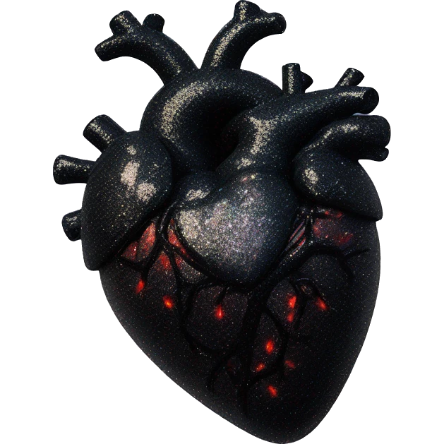 Black glittery anatomical heart emoji