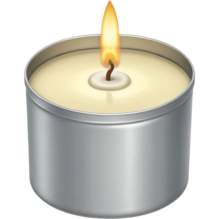 Vanilla candle – cream-colored wax in a silver tin emoji