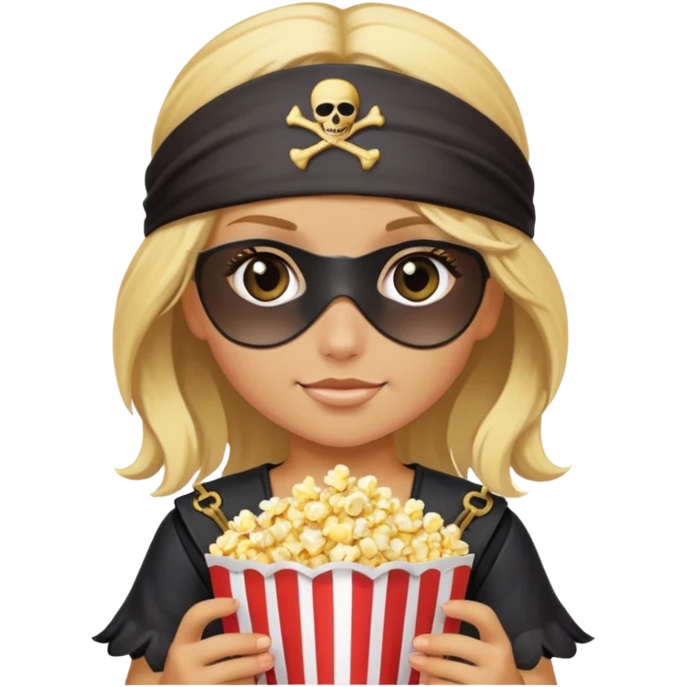 Blond pirate girl with popcorn  emoji