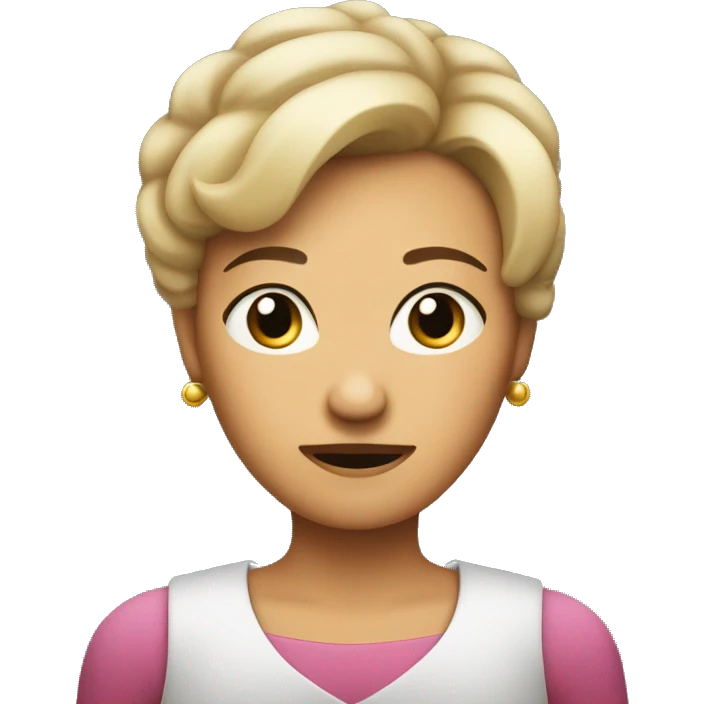 Middle-aged woman with a short ‘Karen’ hairstyle, arms crossed, with an annoyed expression on her face. emoji