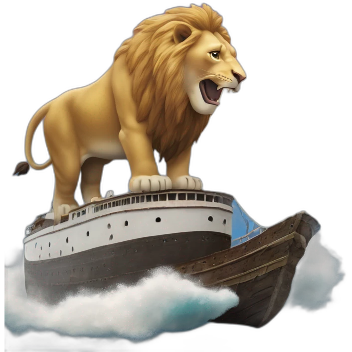 Un lièvre sur un mouton  un lion sur un éléphant sur un Titanic sur un mégalodon emoji
