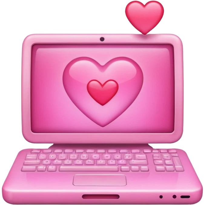 Pink computer with a little heart in the middle emoji