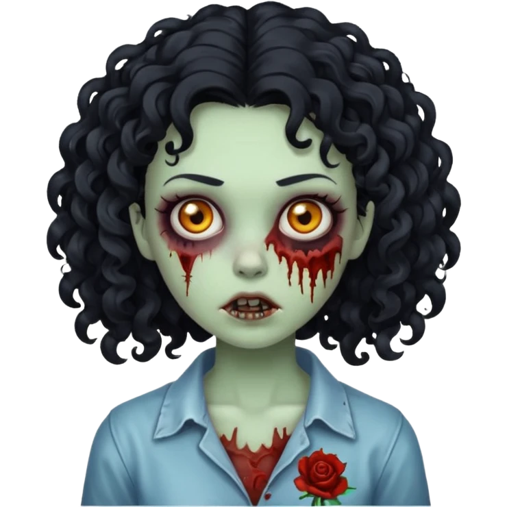 zombie curly girl black hair emoji