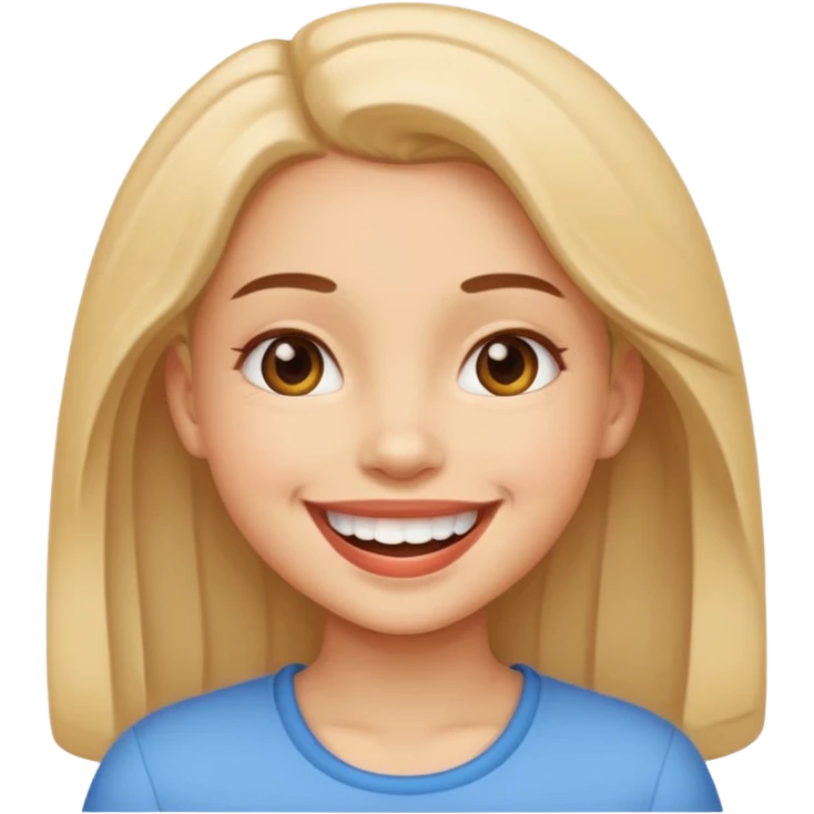 Girl with a huge smile emoji