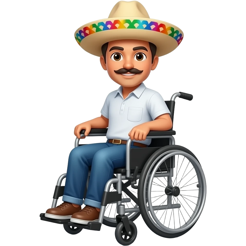 Mexican man with a wheelchair disable emoji