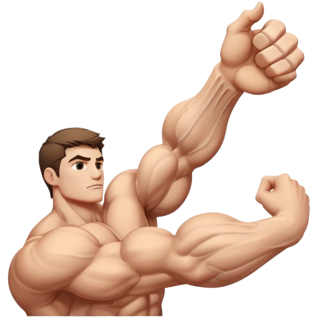 muscular arm of white young man, focus on the arm emoji