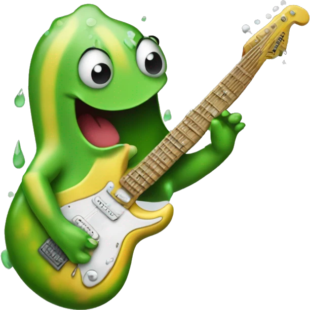 Happy slimy slug playing electric guitar emoji