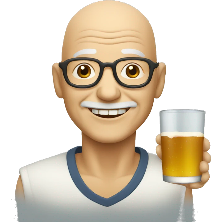 smiling bald old man drinking  emoji
