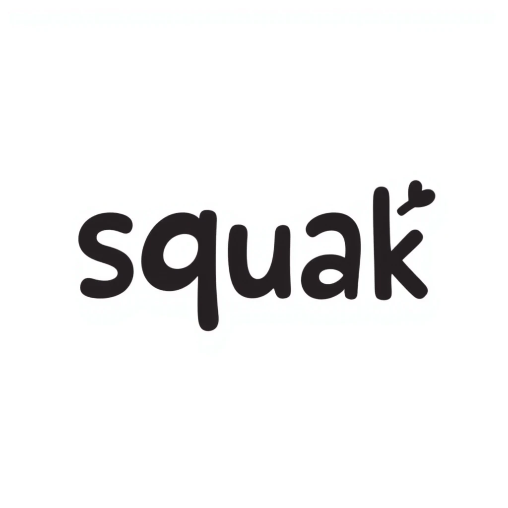 'squak' word in playful hand-drawn doodle style emoji