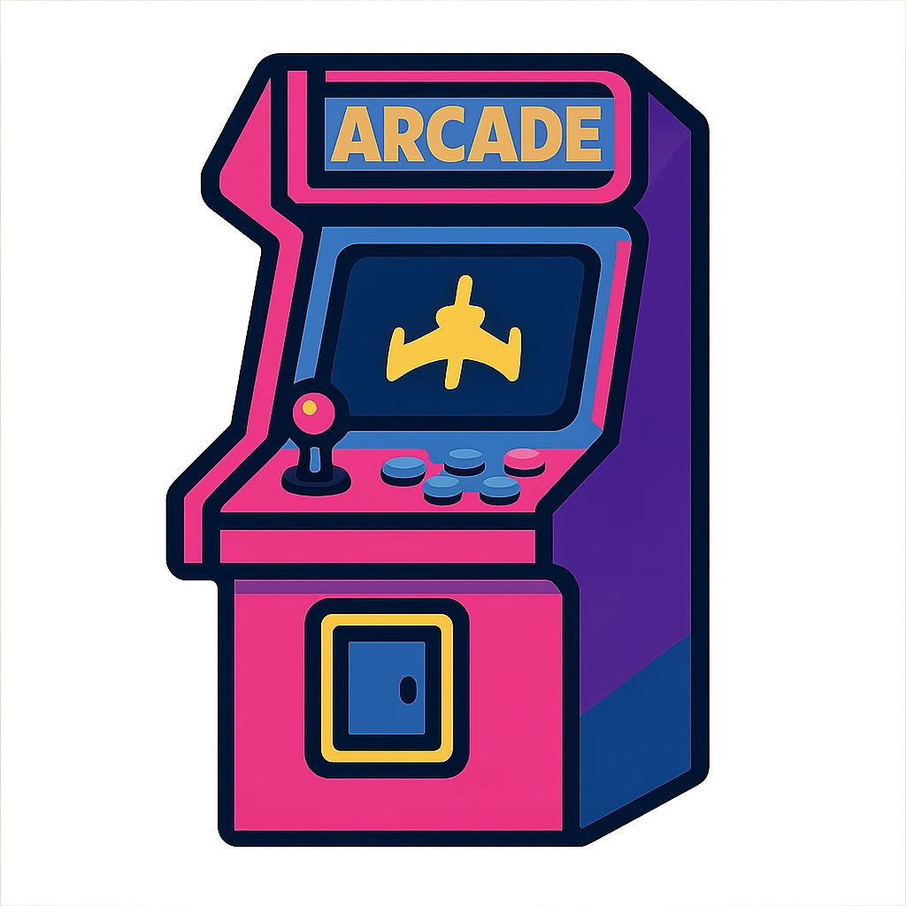 retro 80s style arcade game icon with neon colors emoji
