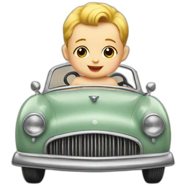 a baby in a vintage car emoji