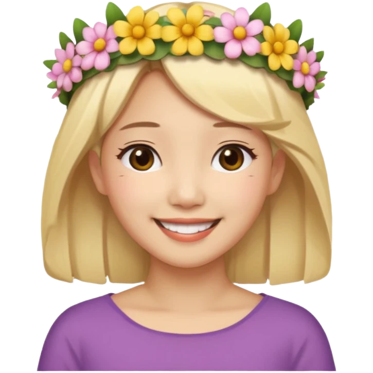 asian woman blonde flower crown emoji