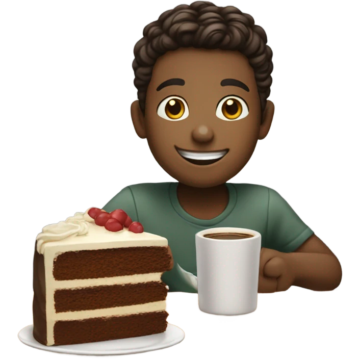 smiling boy in cake coffee emoji