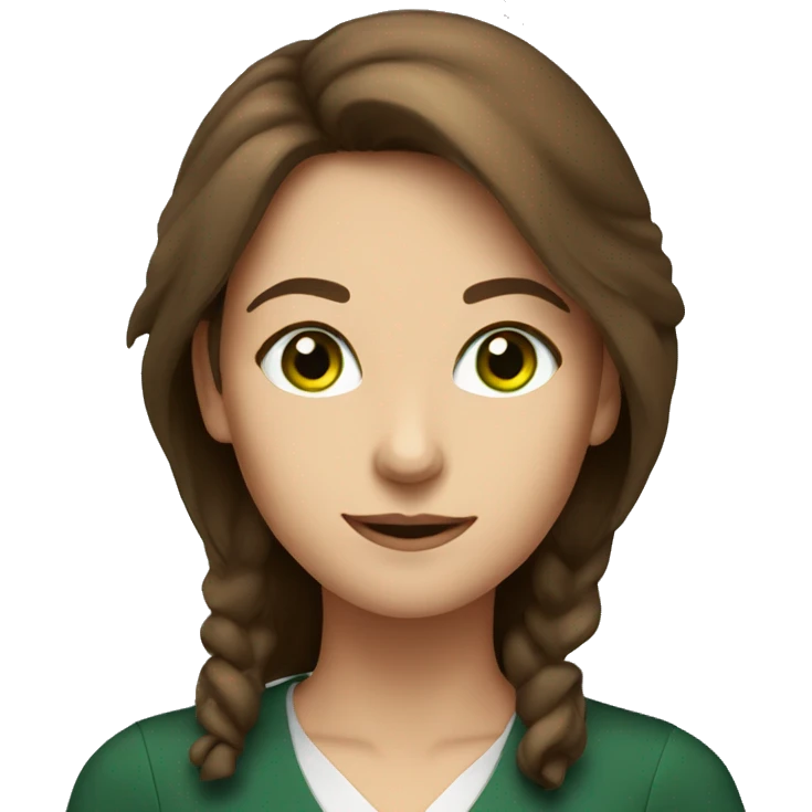 brown haired green eyed female teacher emoji