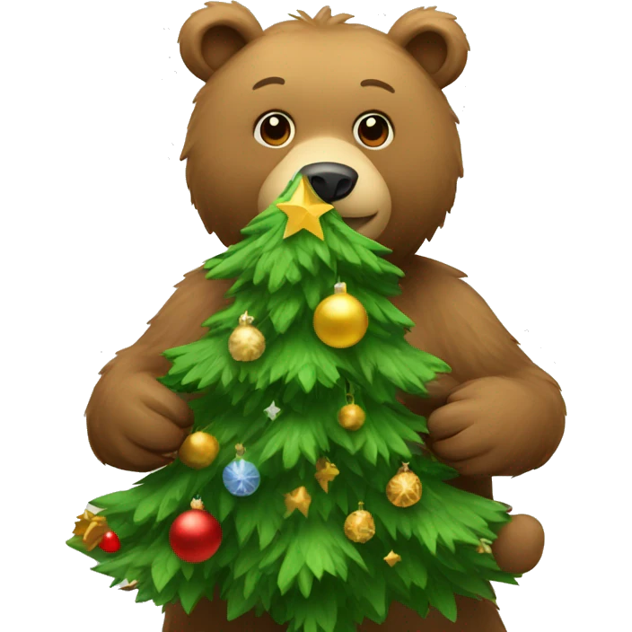 Bear with Christmas tree emoji