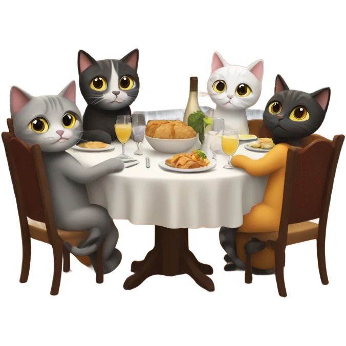 cat family goes to a restaurant emoji