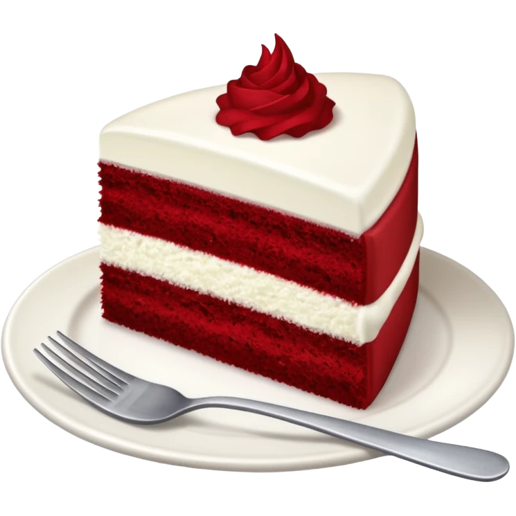 red velvet cake slice with fork and plate emoji