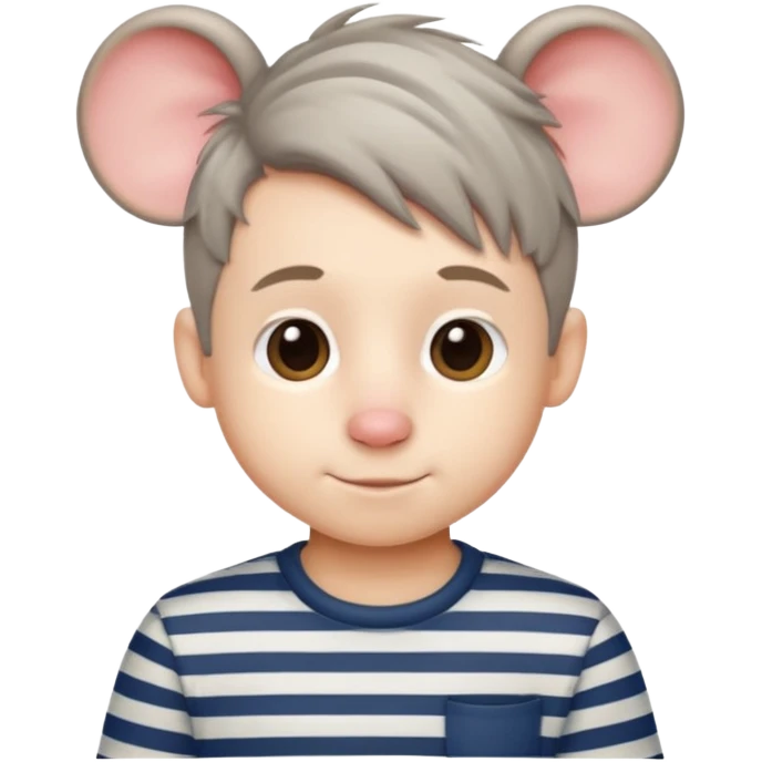 stripped shirt wearing Cute boy mice hair style. emoji