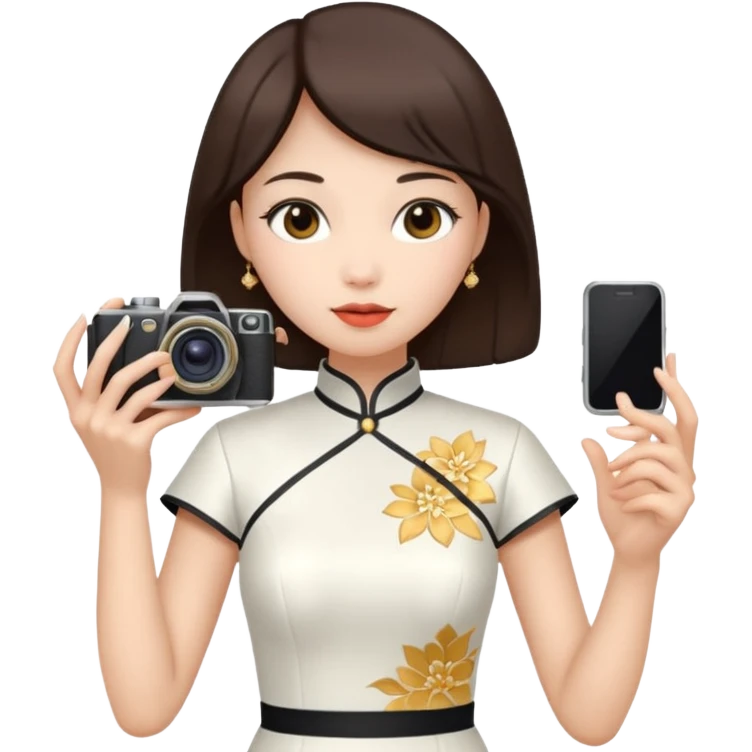 cheongsam ancient white fox with camera emoji