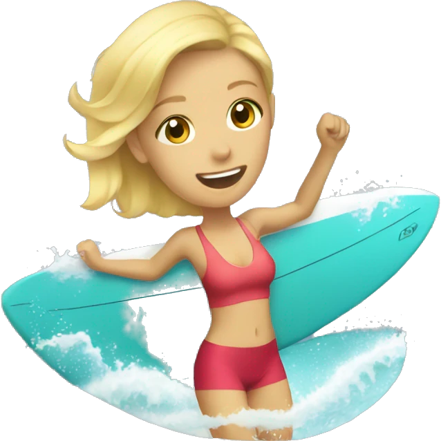 teenager blonde surfing emoji