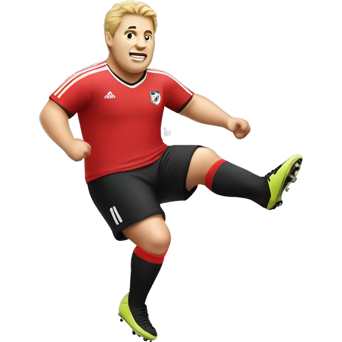 fat small soccer player kicking emoji