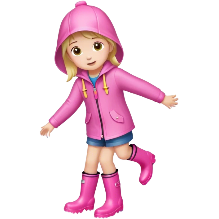 Pink kid rain boots splashing in a puddle  emoji