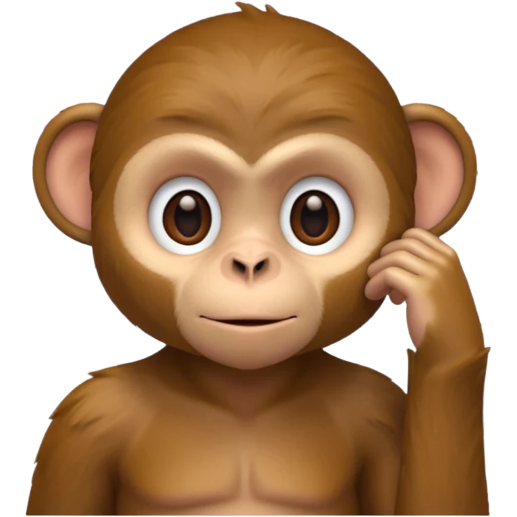 monkey listening hand on ear to help him hear better emoji
