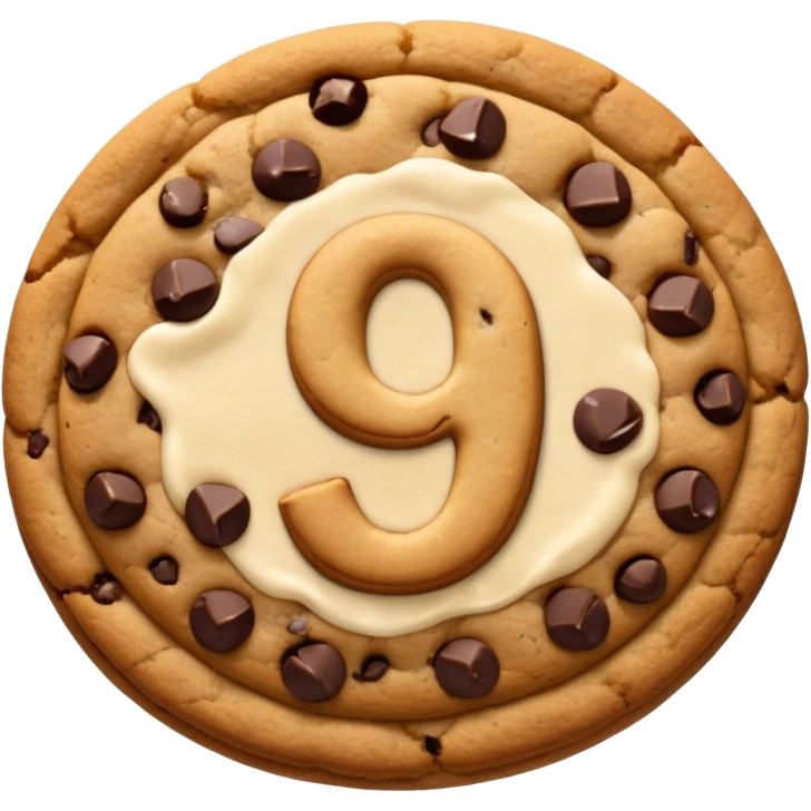 Chocolate chip cookie with a number 9 emoji