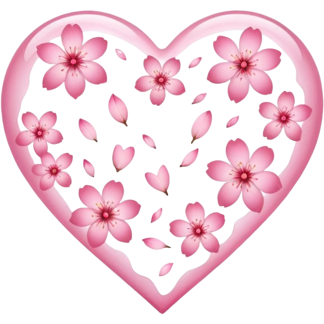 sakura heart with petals emoji