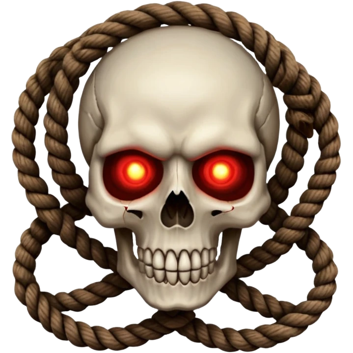 skull with glowing red eyes entangled in rope emoji