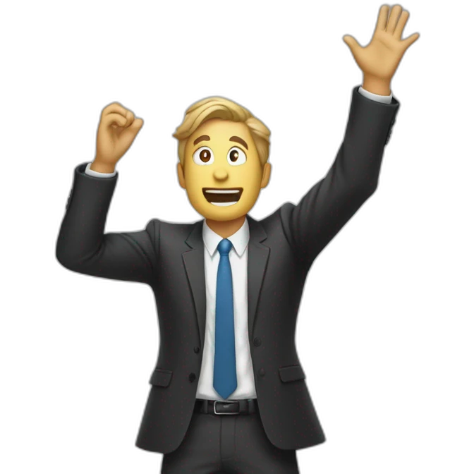 man in suit arms in the air summoning something emoji