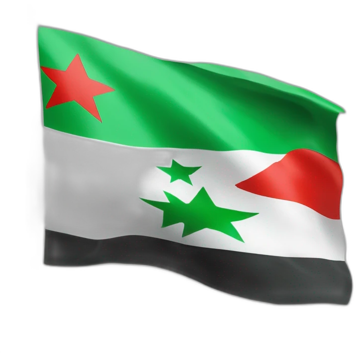 Freedom Green Syria Flag Green on top, White in middle, Black on bottom, three red stars in the middle of the flag on the white section emoji