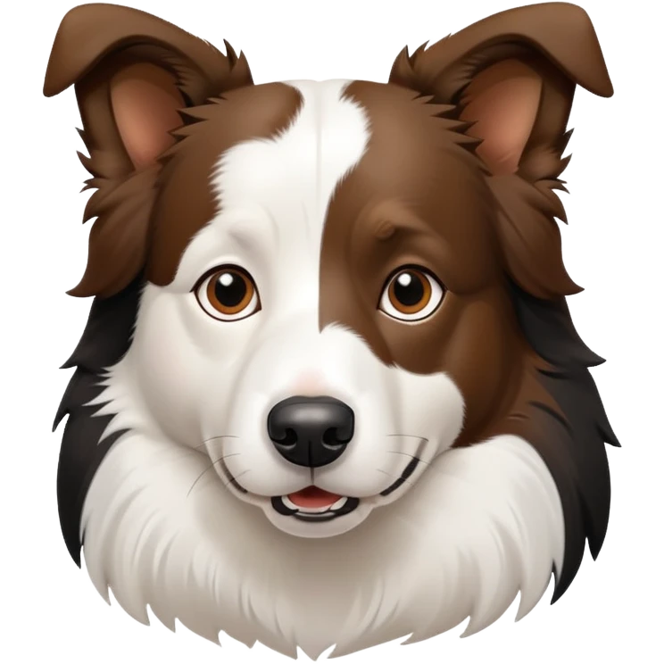 Border collie dog with only one black ear emoji