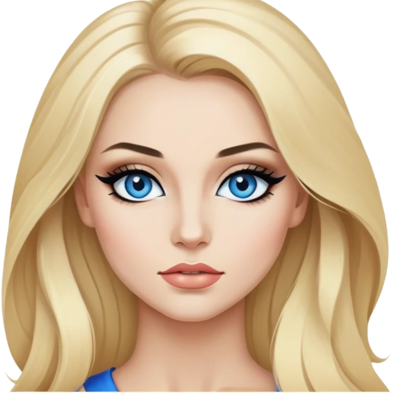 blonde, blue eyes baddie,pretty makeup, strong makeup, black eyeliner, long hair emoji