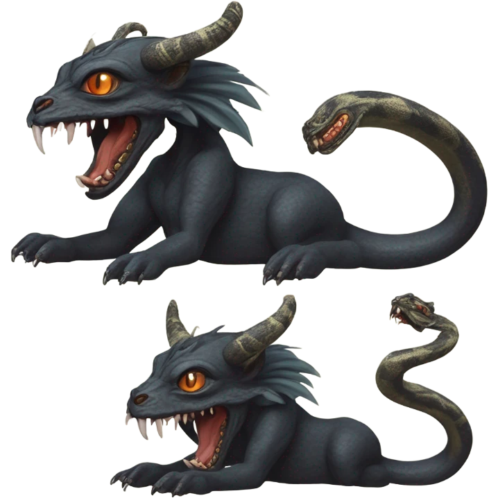 garuda snake demon who resembles a baphomet cat creature with fangs emoji