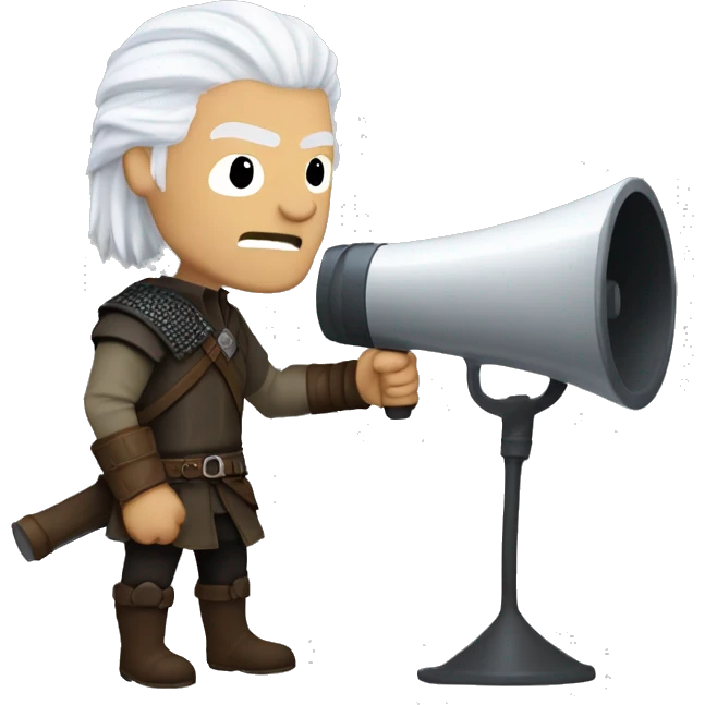 geralt of rivia speaking into the megaphone emoji