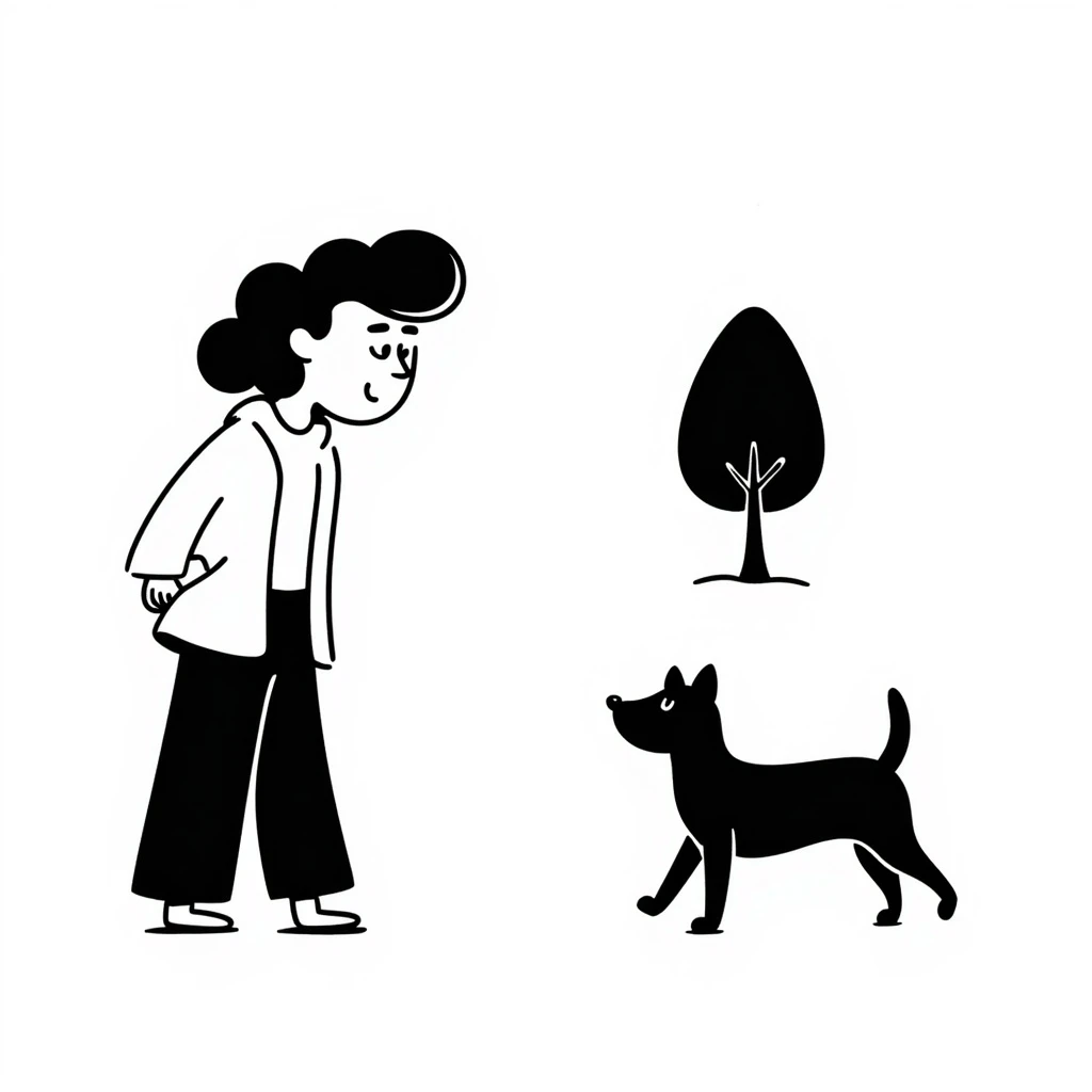 Woman looking for a dog emoji