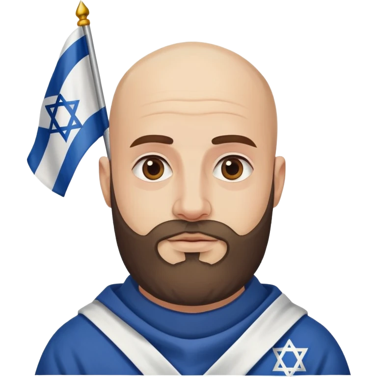 A bald man with a beard. There's a Jewish flag behind him. emoji